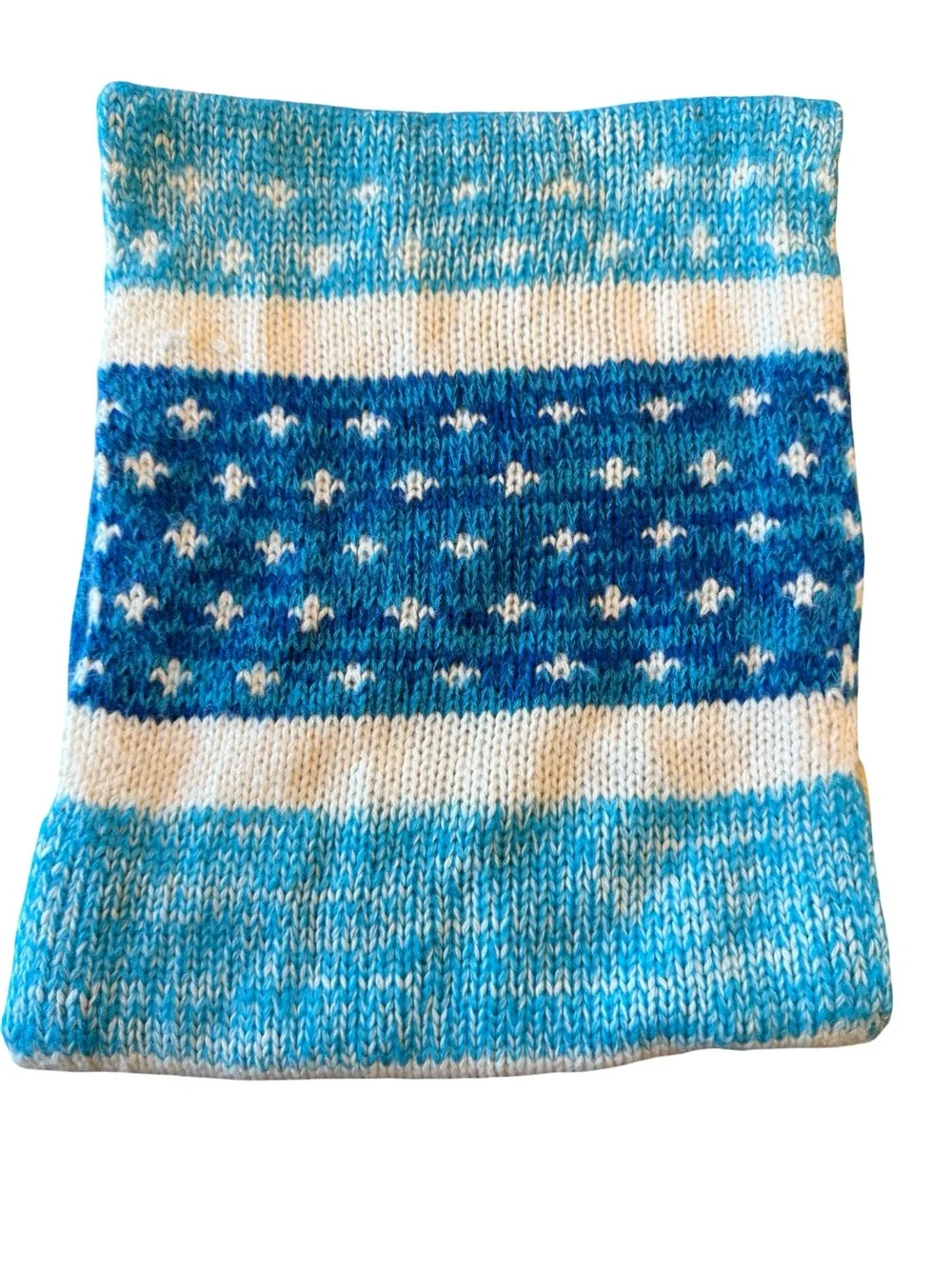 Hollister Blue Fair Isle Knit Infinity Scarf Chunky Winter Circle Scarf Cozy